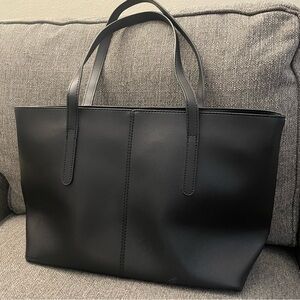 Elegant Black Leather Tote Bag